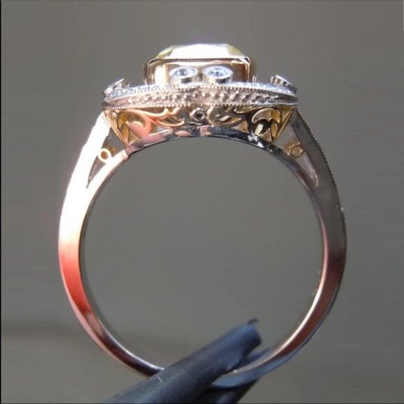 New Vintage 925 Silver Luxury Square Carving Ring - Picture 6 of 7